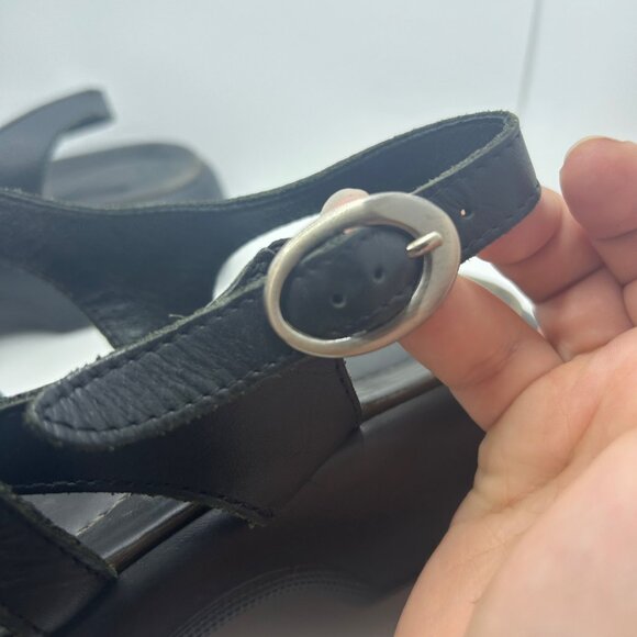 Black Leather Dansko Strappy Sandals With Adjustable Buckle & Cushioned Sole 42 - Picture 4 of 10
